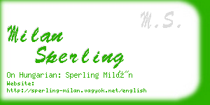 milan sperling business card
